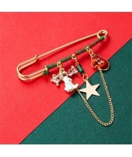 Christmas Accessories Colorful Oil-spot Glaze Santa Claus and Wreaths High Fashion Women Brooch