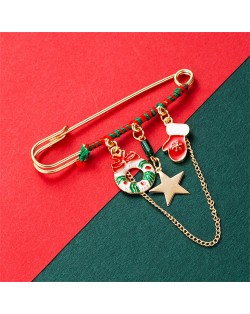 Christmas Accessories Colorful Oil-spot Glaze Elk and Glove High Fashion Women Brooch