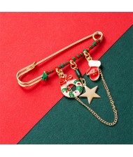 Christmas Accessories Colorful Oil-spot Glaze Elk and Glove High Fashion Women Brooch