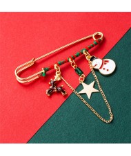 Christmas Accessories Colorful Oil-spot Glaze Elk and Snowman High Fashion Women Brooch
