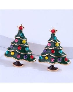 Shining Christmas Tree Unique Fashion Women Wholesale Stud Earrings