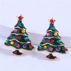 Shining Christmas Tree Unique Fashion Women Wholesale Stud Earrings