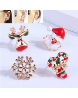 Santa Clause and Deer Combo Four Pieces Wholesale Earrings Set