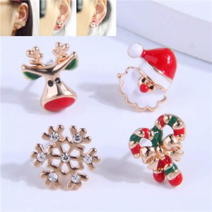 Santa Clause and Deer Combo Four Pieces Wholesale Earrings Set