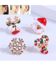 Santa Clause and Deer Combo Four Pieces Wholesale Earrings Set