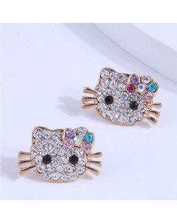 Cute Cat Design Super Shining High Fashion Women Stud Earrings