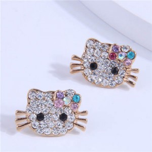 Cute Cat Design Super Shining High Fashion Women Stud Earrings