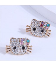 Cute Cat Design Super Shining High Fashion Women Stud Earrings