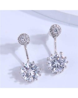 Sweet Fashion Glistening Cubic Zirconia Women Wholesale Stud Earrings