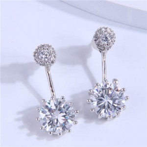Sweet Fashion Glistening Cubic Zirconia Women Wholesale Stud Earrings