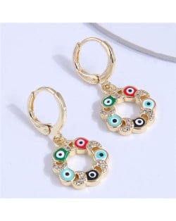 Colorful Evil Eye Hoop Design Golden Fashion Wholesale Women Ear Clips