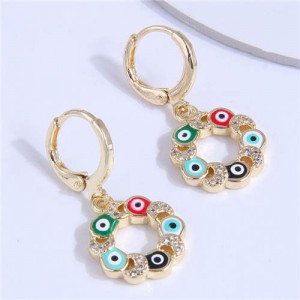 Colorful Evil Eye Hoop Design Golden Fashion Wholesale Women Ear Clips