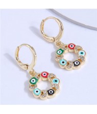 Colorful Evil Eye Hoop Design Golden Fashion Wholesale Women Ear Clips