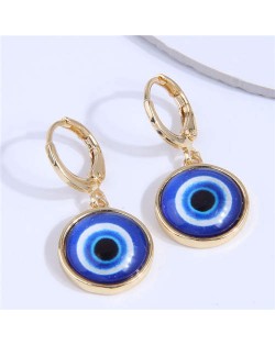 Evil Eye Design Fashionable Copper Women Ear Clips - Blue