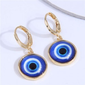 Evil Eye Design Fashionable Copper Women Ear Clips - Blue