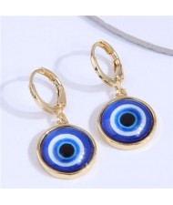 Evil Eye Design Fashionable Copper Women Ear Clips - Blue
