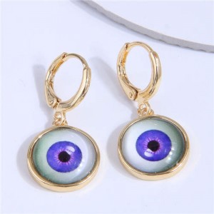 Evil Eye Design Fashionable Copper Women Ear Clips - Violet