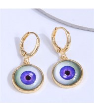 Evil Eye Design Fashionable Copper Women Ear Clips - Violet