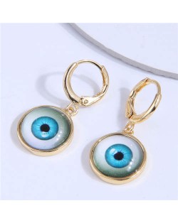 Evil Eye Design Fashionable Copper Women Ear Clips - Sky Blue