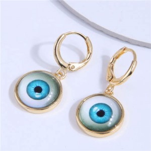 Evil Eye Design Fashionable Copper Women Ear Clips - Sky Blue