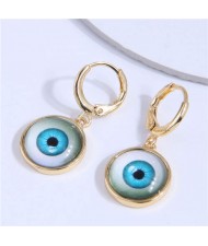 Evil Eye Design Fashionable Copper Women Ear Clips - Sky Blue