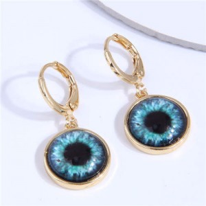 Evil Eye Design Fashionable Copper Women Ear Clips - Black