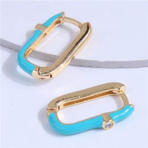 Oil-spot Glazed Bold Fashion Women Big Ear Clips - Blue