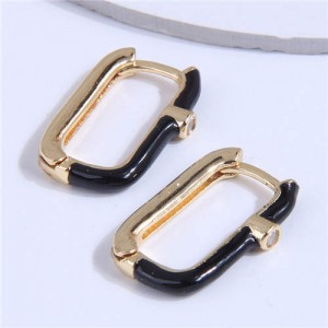 Oil-spot Glazed Bold Fashion Women Big Ear Clips - Black