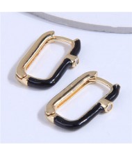 Oil-spot Glazed Bold Fashion Women Big Ear Clips - Black