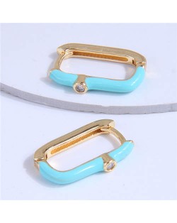 Oil-spot Glazed Bold Fashion Women Big Ear Clips - Light Blue