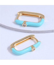 Oil-spot Glazed Bold Fashion Women Big Ear Clips - Light Blue