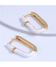 Oil-spot Glazed Bold Fashion Women Big Ear Clips - White