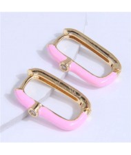 Oil-spot Glazed Bold Fashion Women Big Ear Clips - Pink