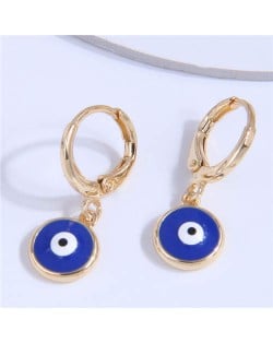 High Quality Enamel Evil Eye Copper Women Dangle Ear Clips - Blue