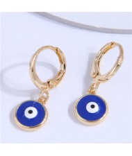 High Quality Enamel Evil Eye Copper Women Dangle Ear Clips - Blue