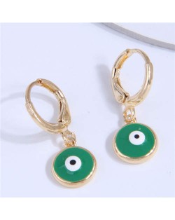 High Quality Enamel Evil Eye Copper Women Dangle Ear Clips - Green