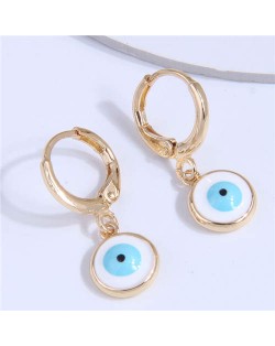 High Quality Enamel Evil Eye Copper Women Dangle Ear Clips - White