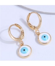 High Quality Enamel Evil Eye Copper Women Dangle Ear Clips - White