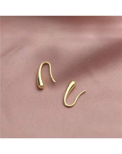 High Fashion Artistic Waterdrop Design Women Earrings - Golden
