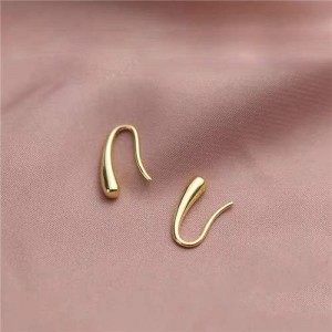 High Fashion Artistic Waterdrop Design Women Earrings - Golden