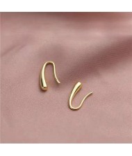 High Fashion Artistic Waterdrop Design Women Earrings - Golden