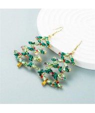 High Fashion Green Rhinestone Christmas Tree Wholesale Earrings