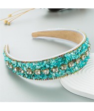 U.S. Fashion Candy Color Crushed Stone Decorated Wholesale Fashon Hair Hoop - Blue