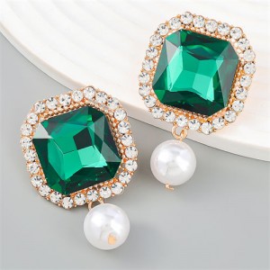 Super Shining Catwalk Style Exaggerated Wholesale Fashion Earrings - Green