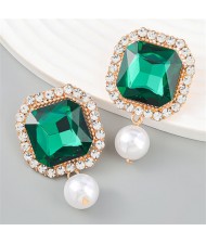 Super Shining Catwalk Style Exaggerated Wholesale Fashion Earrings - Green