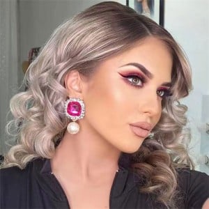 Super Shining Catwalk Style Exaggerated Wholesale Fashion Earrings - Rose