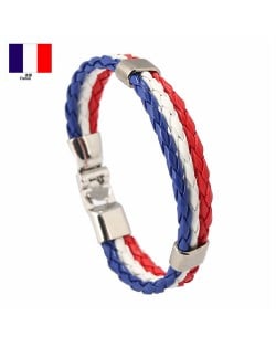 National Flags Colors Leather Woven Wholesale Bracelet - Black Red Yellow