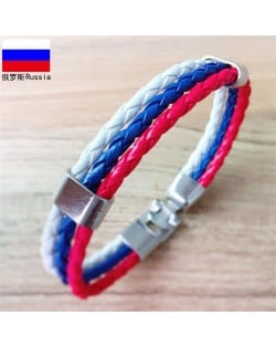National Flags Colors Leather Woven Wholesale Bracelet - Green Red Green