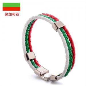 National Flags Colors Leather Woven Wholesale Bracelet - White Green Red