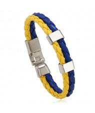 National Flags Colors Leather Woven Wholesale Bracelet - Yellow Black Blue